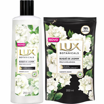 141564 Kit Sabonete Líquido Lux Buquê de Jasmim Pele Aveludada Botanicals + Refil