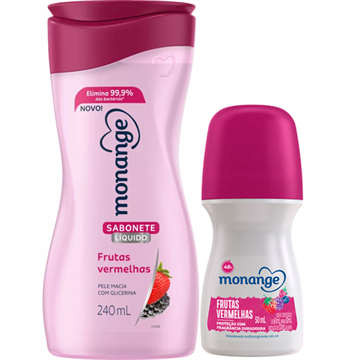 141625 Kit Sabonete Líquido + Roll-on Monange Frutas Vermelhas