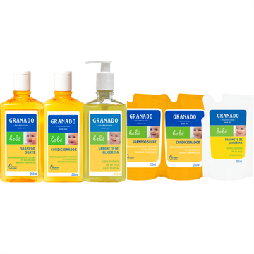 141681 Kit Granado Bebê Shampoo e Condicionador + Sabonete Líquido + Refis