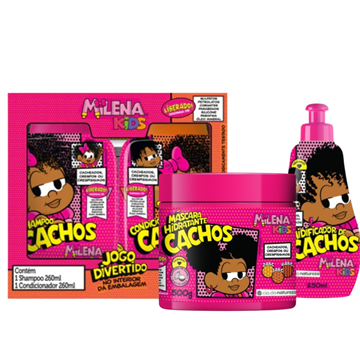141730 Kit Milena Cabelos Cacheados Cia da Natureza+ Máscara + Umidificador de Cachos