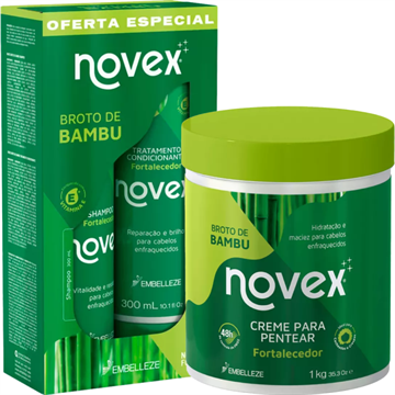 141702 Kit Broto de Bambu Novex Shampoo e Condicionador + Creme para Pentear