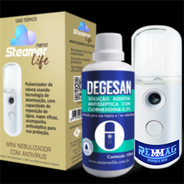 Steamer life (eletrônico) Com Degesan - 100ml Clorhexidina 0,3% 100ml concentrado