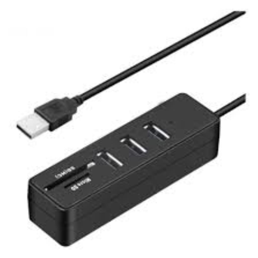 HUB USB 2.0 COM 3 PORTAS LEITOR DE CARTÃO SDE E MINI SD KNUP 480MBPS KP-T117