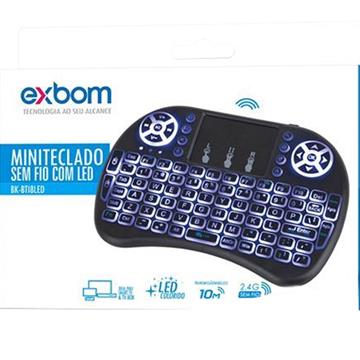 Mini Teclado Exbom Sem Fio SmartTV LED BK-BTi8LED