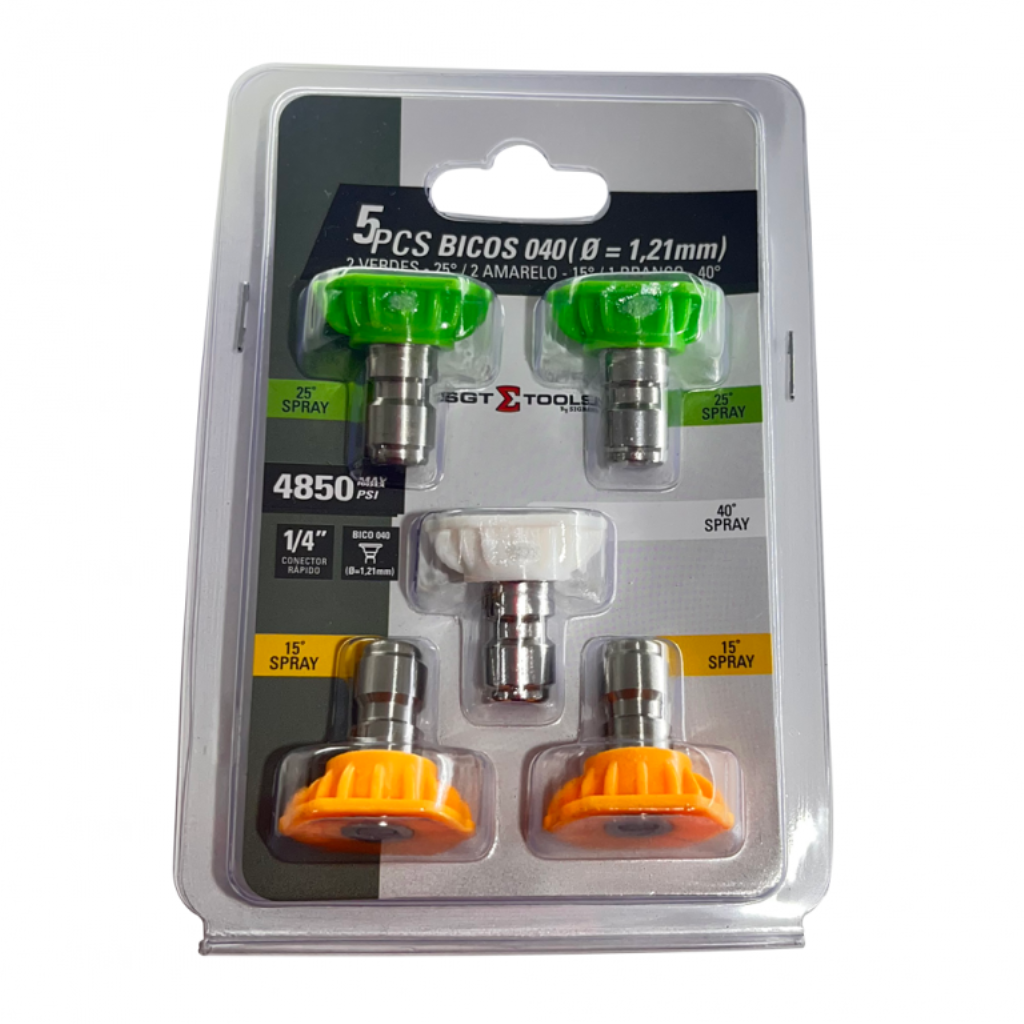 JOGO 5 BICOS 040 (DIAM. 1,21MM) – 2 VERDES 25°, 2 AMARELOS 15°, 1 BRANCO 40°