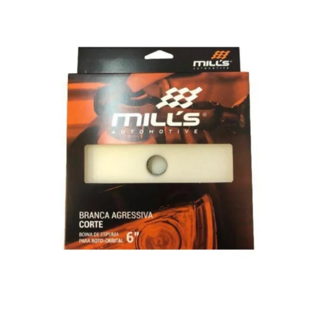 Boina Espuma para Orbital Branca (Agressiva) Mills 6"