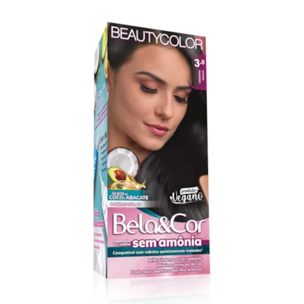BEAUTYCOLOR BELA&COR KIT SEM AMONIA 3.0 CAST ESCURO