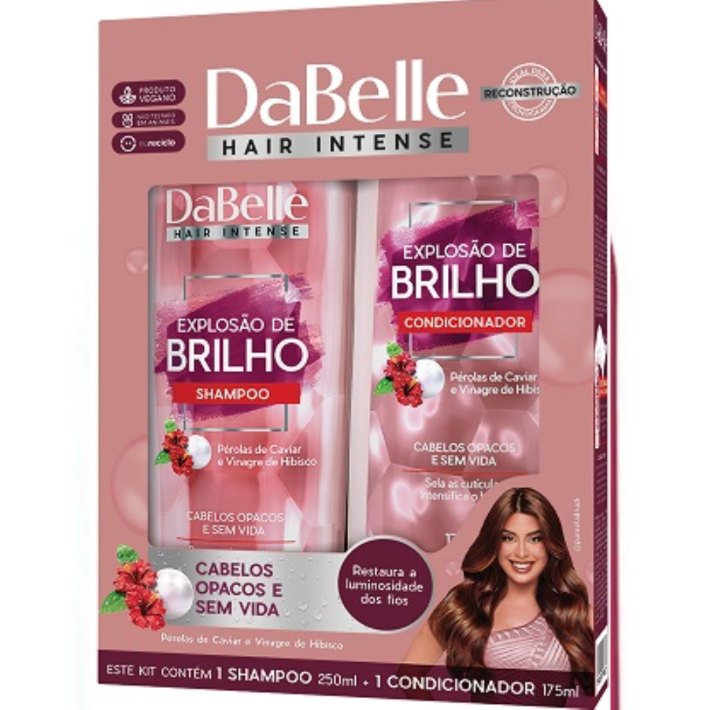 KIT DABELLE SHAMPOO EXPLOSAO DE BRILHO 250ML + CONDICIONADOR 200ML 2X1
