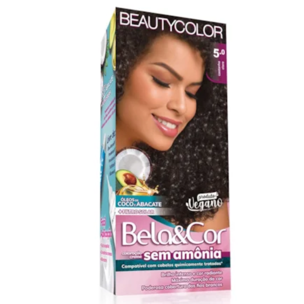 BEAUTYCOLOR BELA&COR KIT SEM AMONIA 5.0 CASTANHO CLARO