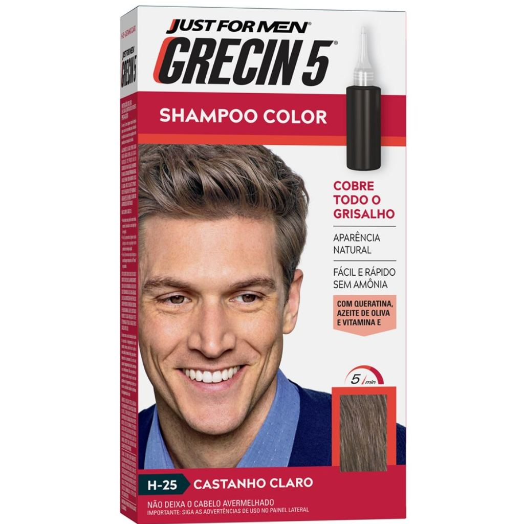 Grecin Shampoo Tonalizante 5 Castanho Claro 60Ml