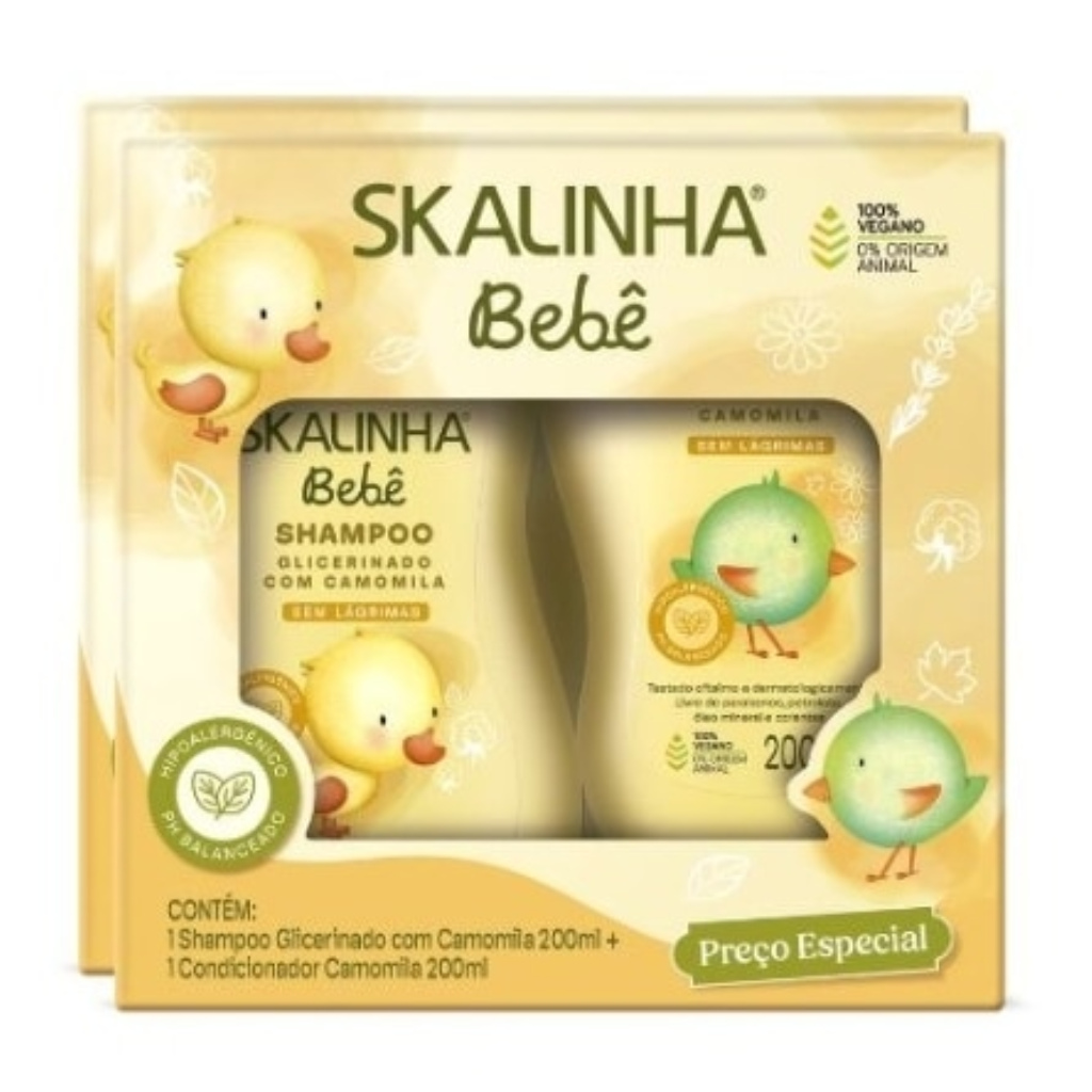 KIT INFANTIL SKALINHA SHAMPOO 200ML + CONDICIONADOR 200ML CAMOMILA 2X1