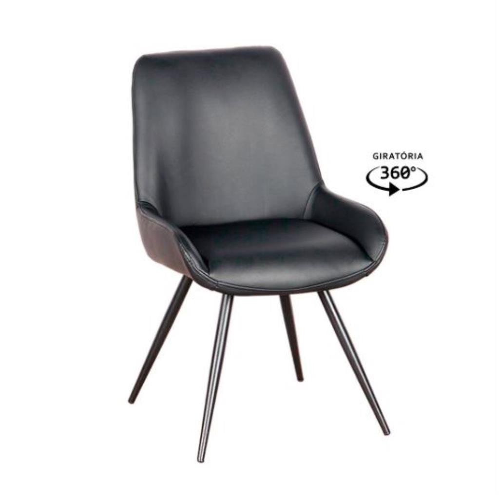 CADEIRA ALN GIRATORIA PU PRETO 85 x 52 x 60