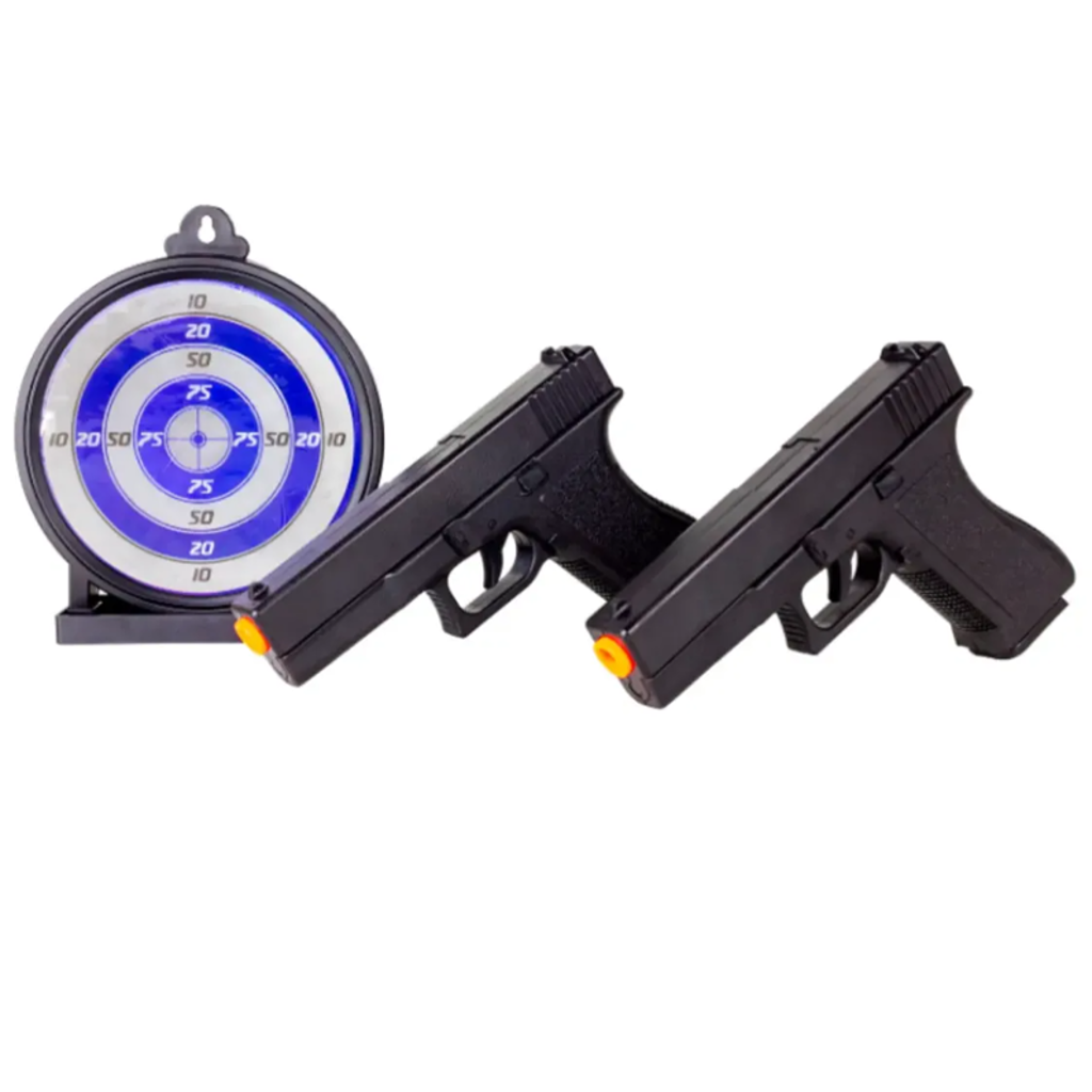 AIRSOFT KIT - 2 PISTOLAS VG GK 307 SPRING + ALVO GEL