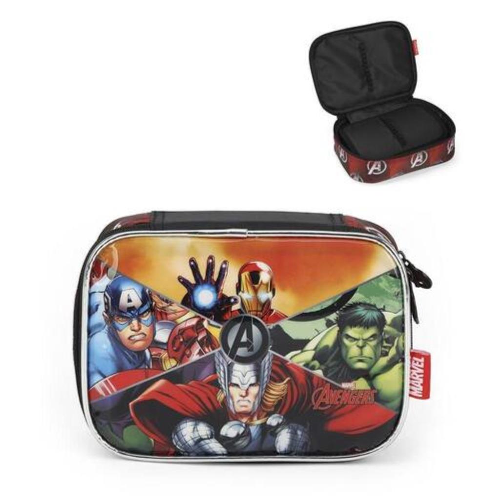 Estojo Baú Infantil Marvel Heróis Avengers Vermelho Luxcel