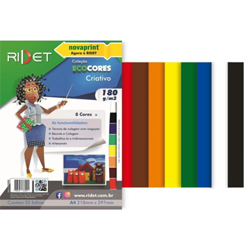 PAPEL CRIATIVO ECOCORES 180G A4 32 FOLHAS COLOR