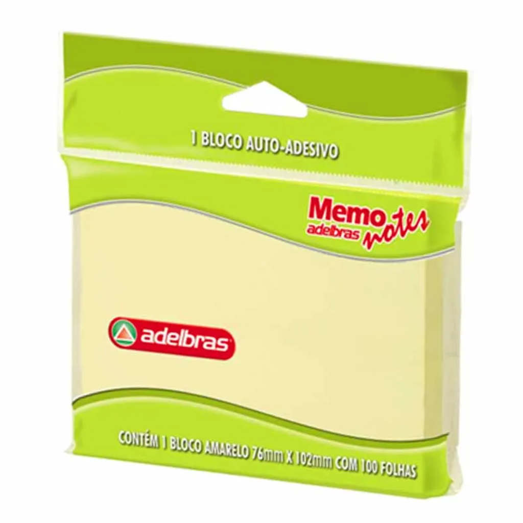 BLOCO DE RECADO AUTO-ADESIVO MEMONOTE AMARELO 76X102
