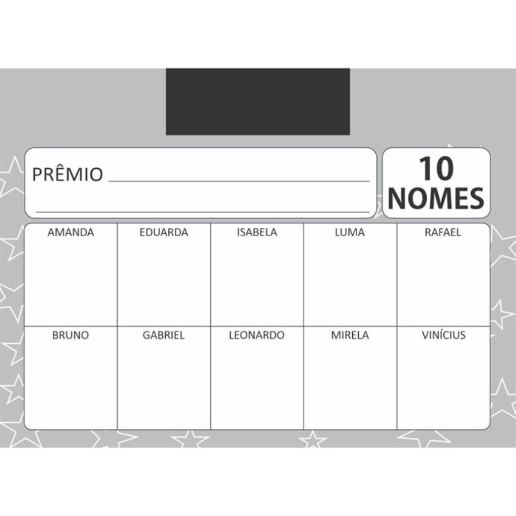 Cartela de Rifa com 10 Nomes
