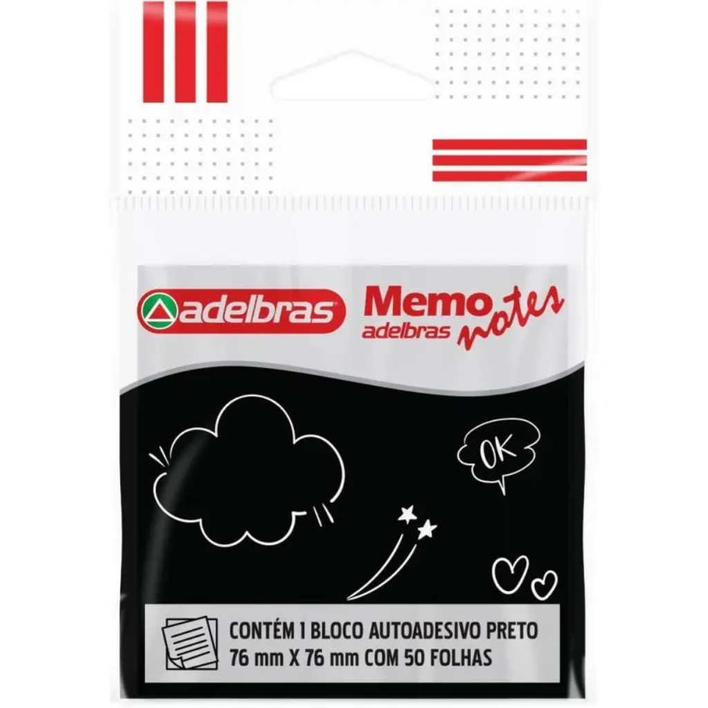 BLOCO DE RECADO AUTOADESIVO PRETO MEMONTE