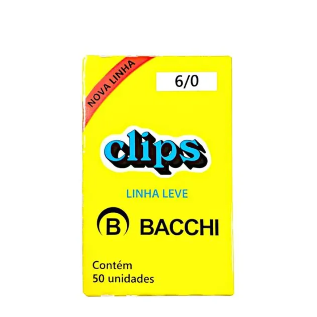 CLIPS P/ PAPEL BACCHI LINHA LEVE 6/0 C/50UN