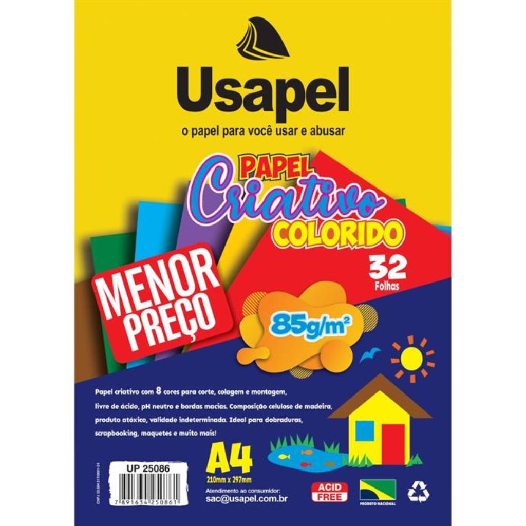 Bloco para Educação Artística Usapel 8 cores A4 85 g 32 folhas