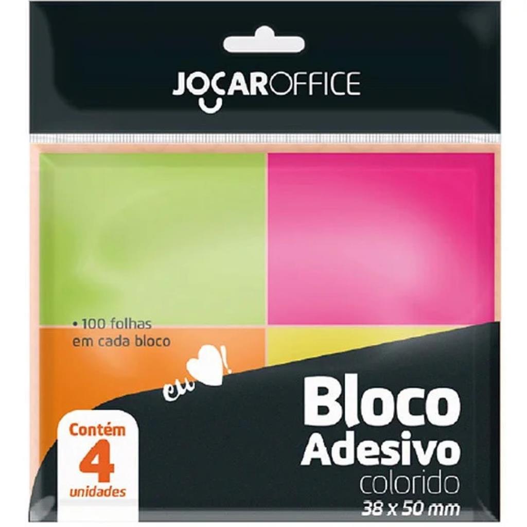 Bloco de recado autoadesivo Jocar Neon 38x50 100fls