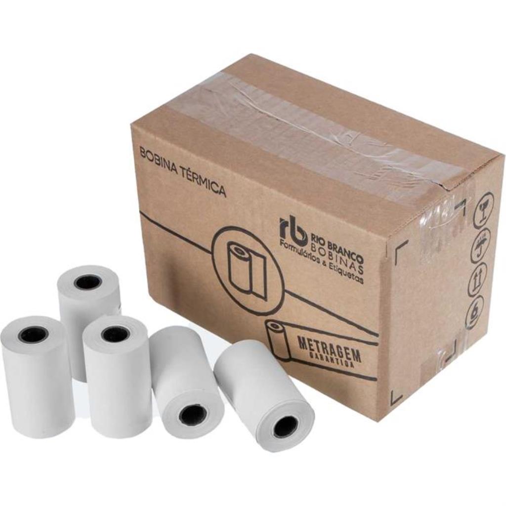 Caixa de Bobina Térmica 57 mm x 15 m Branca 44 g - Rio Branco Bobinas