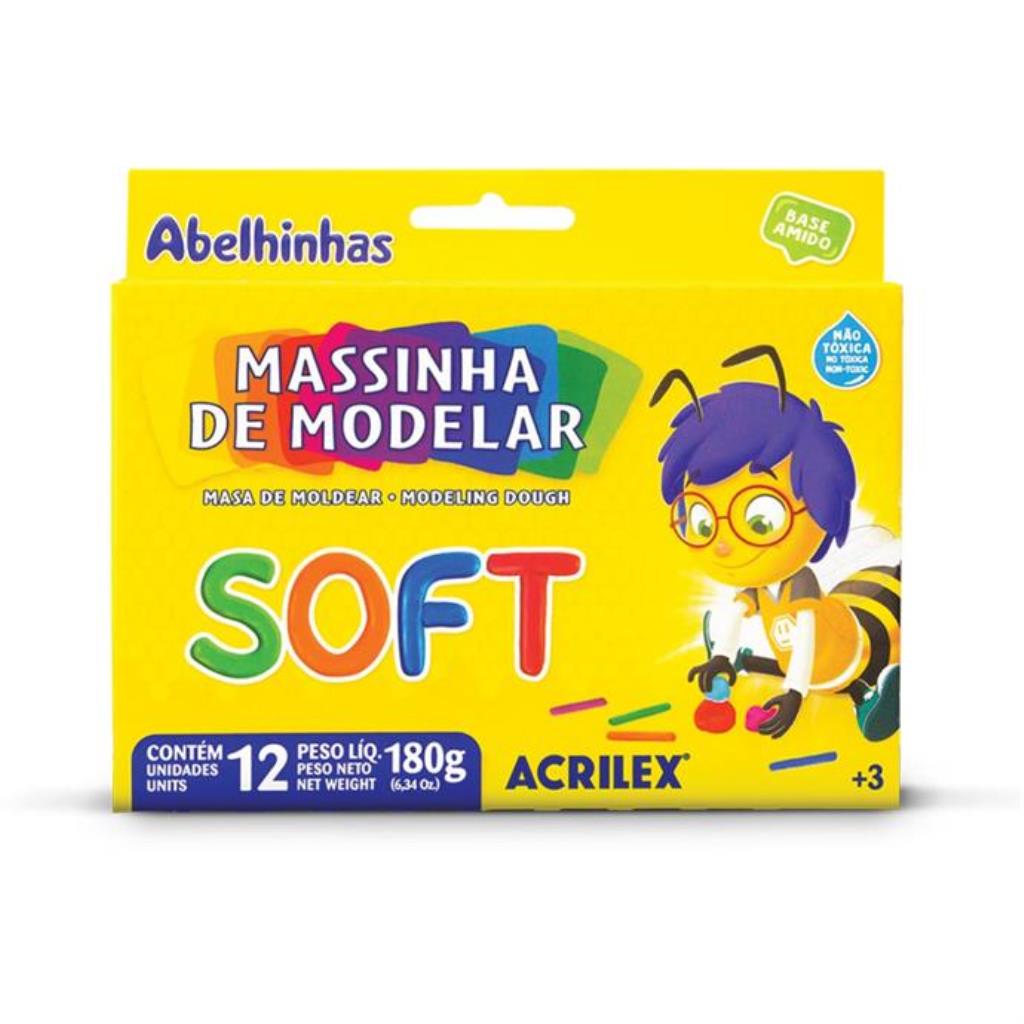 Massa para Modelar Soft Base Amido 12 Cores Foscas - Acrilex