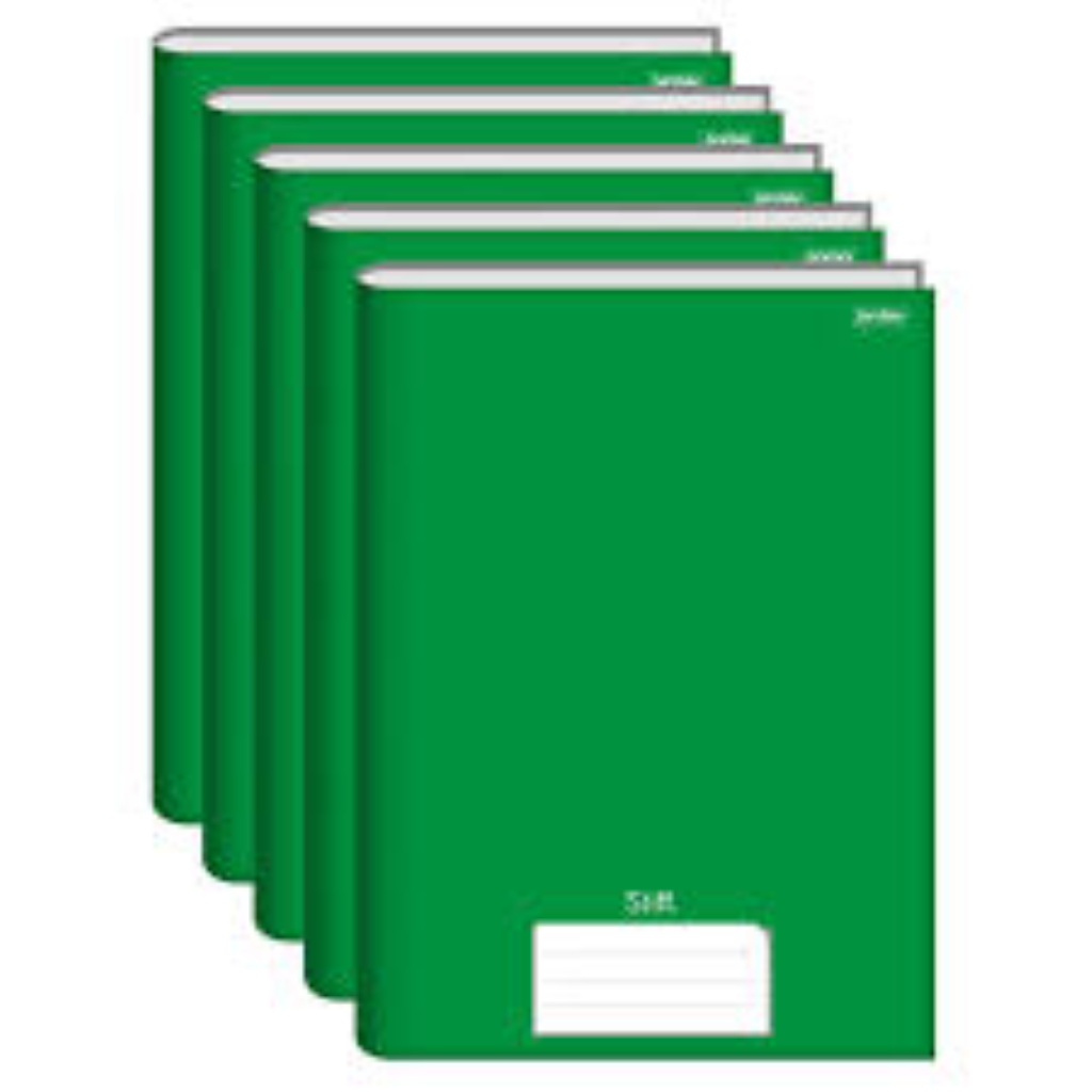 CADERNO 140mm x 200mm BROCHURA 96 FOLHAS CAPA DURA STIFF VERDE JANDAIA