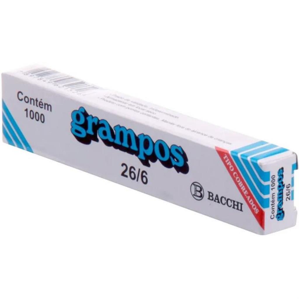 Grampo para grampeador 26/6 Cobreado 1000 Grampos - Bacchi