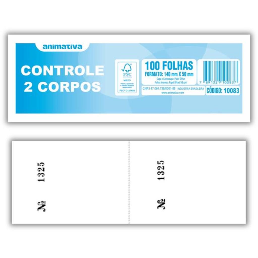 Impresso Talão Controle 2 Corpos 100 fls. 5 x 14 - Animativa