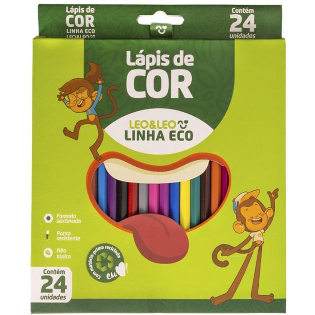 Lapis de Cor Sextavado Leo e Leo Eco (24 Cores) - Leonora