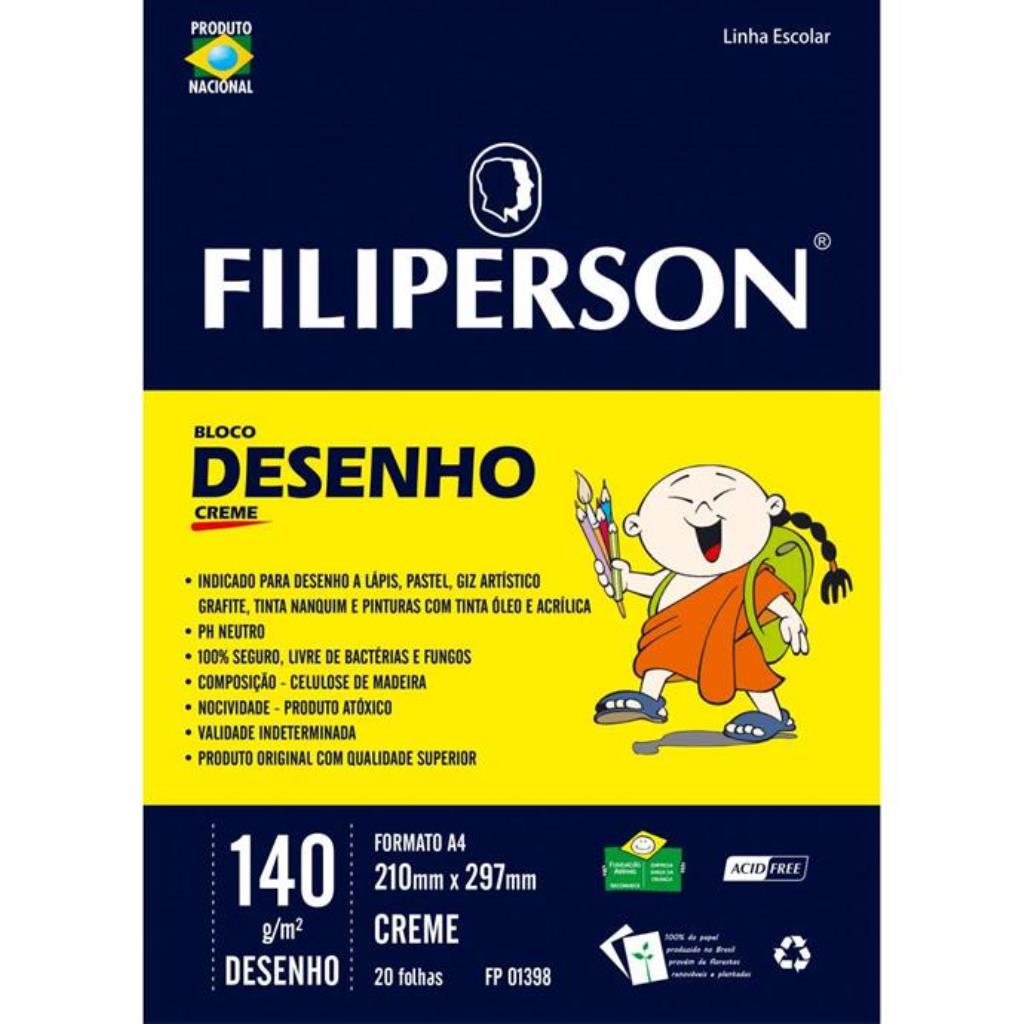 BLOCO DESENHO CREME 140G A4 20FLS FILIPERSON