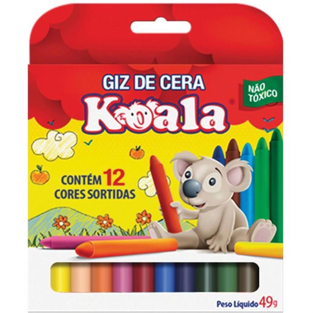 Giz de cera (fino) 12 Cores Koala - Delta