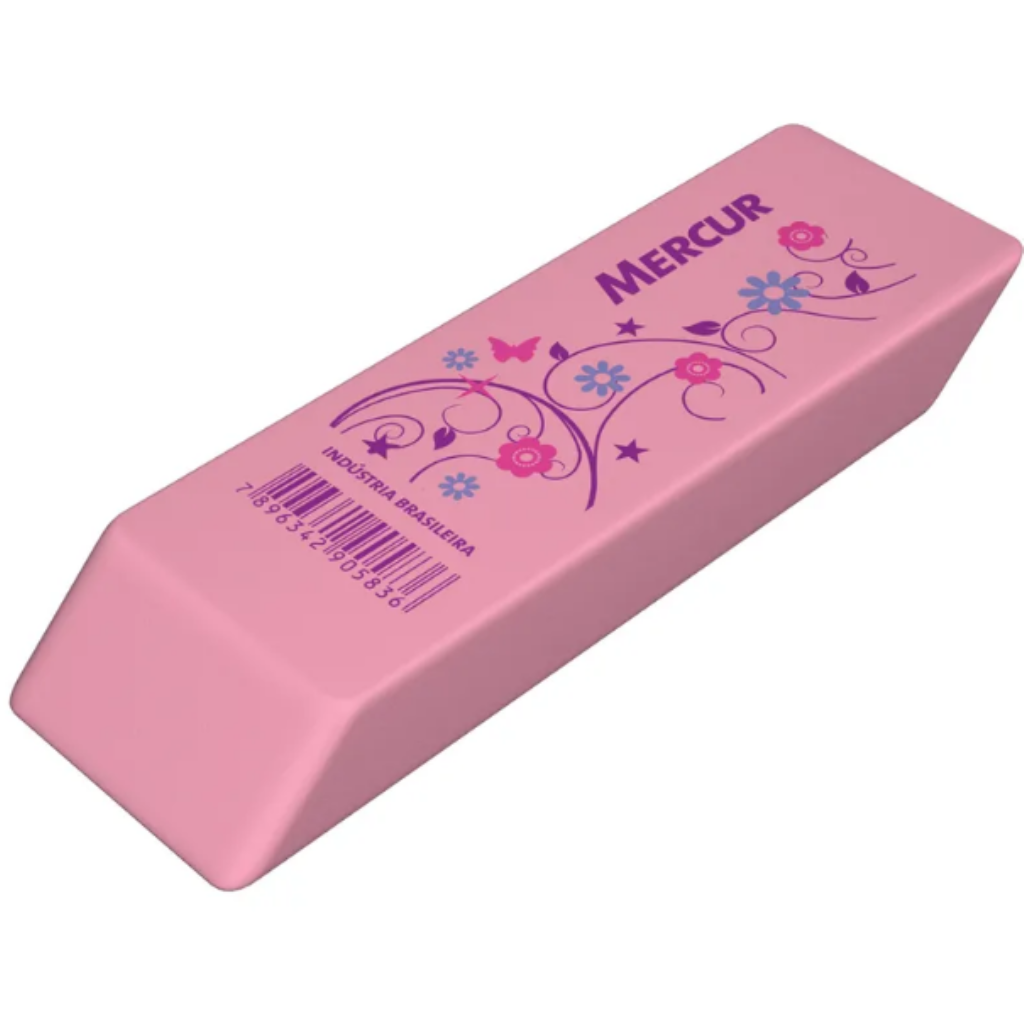 BORRACHA MERCUR TR DECORADA ROSA/BRANCA