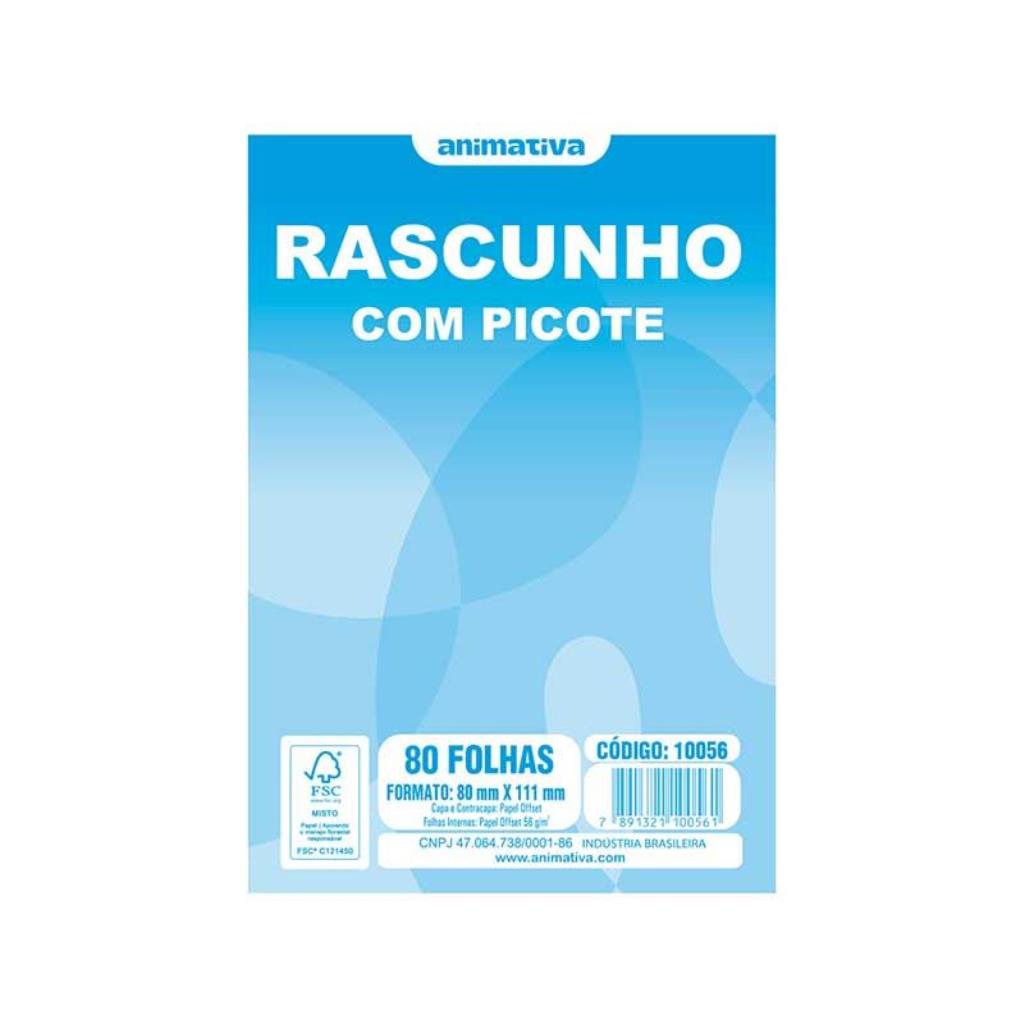 RASCUNHO SULFITE 8X11 COM PICOTE/GRAMPEADO COM 80 FOLHAS 10056 SD