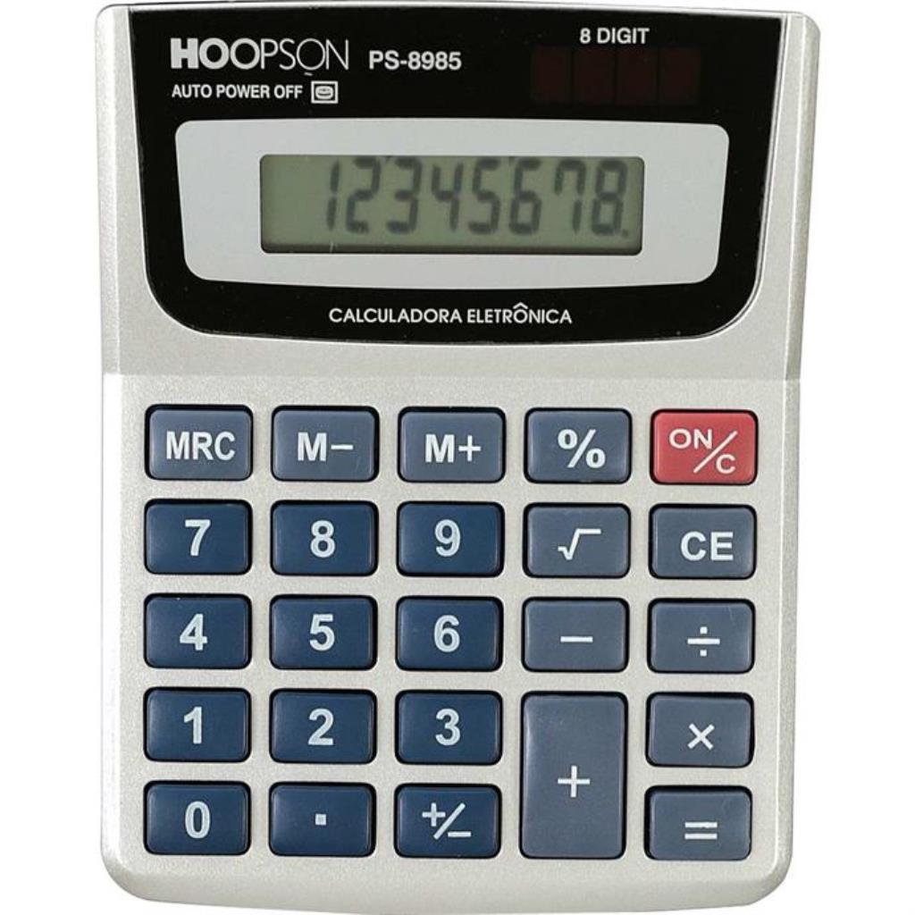Calculadora de Mesa 8 dígitos Bateria Prata - HOOPSON
