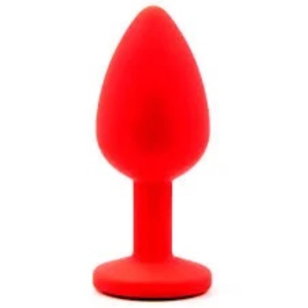 PLUG ANAL JOIA EM SILICONE COM PEDRA (PEQUENO) - VRMELHO / YSFG223P