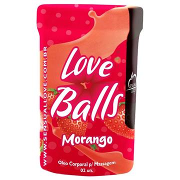 LOVE BALLS BEIJAVEL 02 UNIDADES SENSUAL LOVE MORANGO / SS039M / SS039