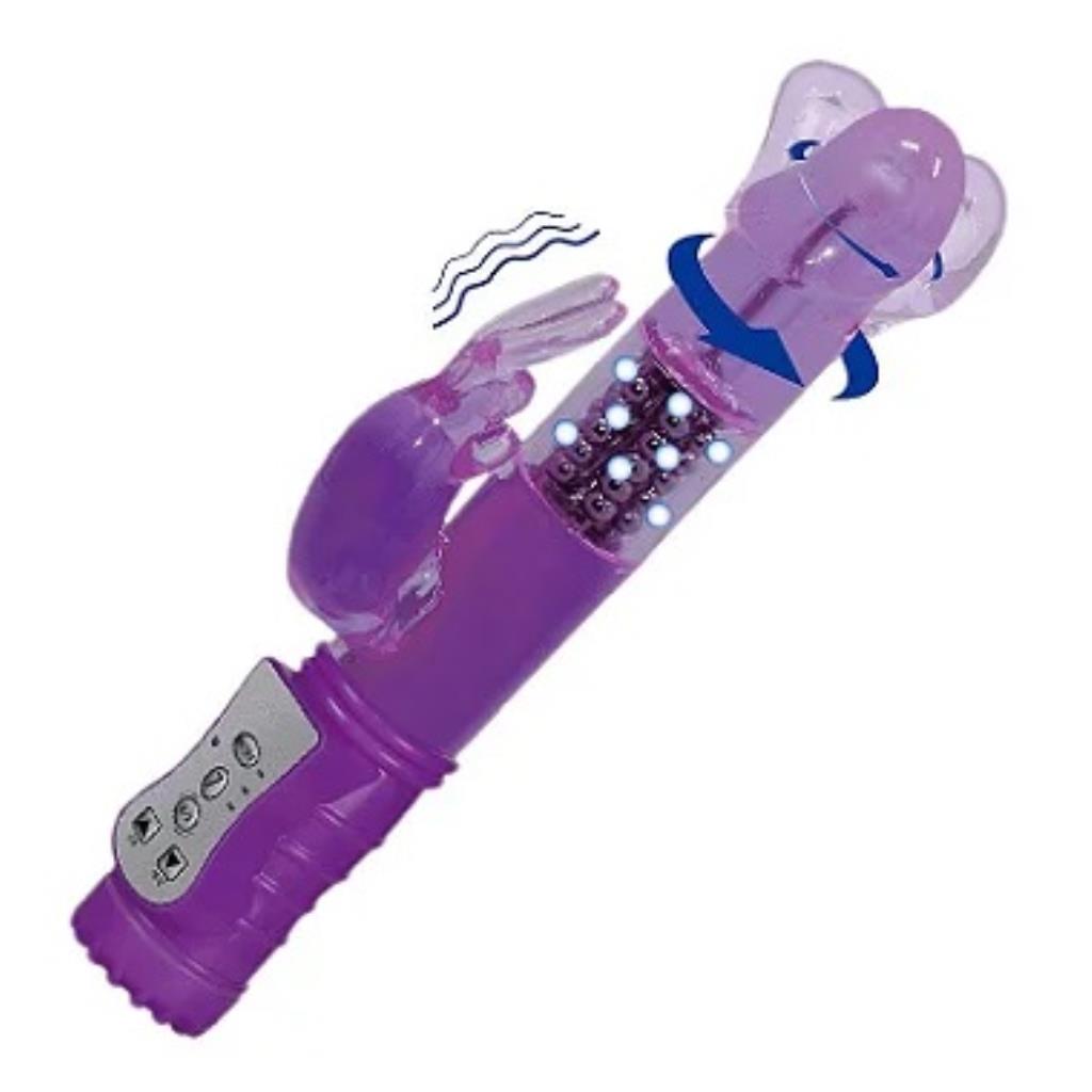 Vibrador Jack Rabbit Rotativo com Estimulador Coelho 8 Vibracoes - SI: Cor: Roxo