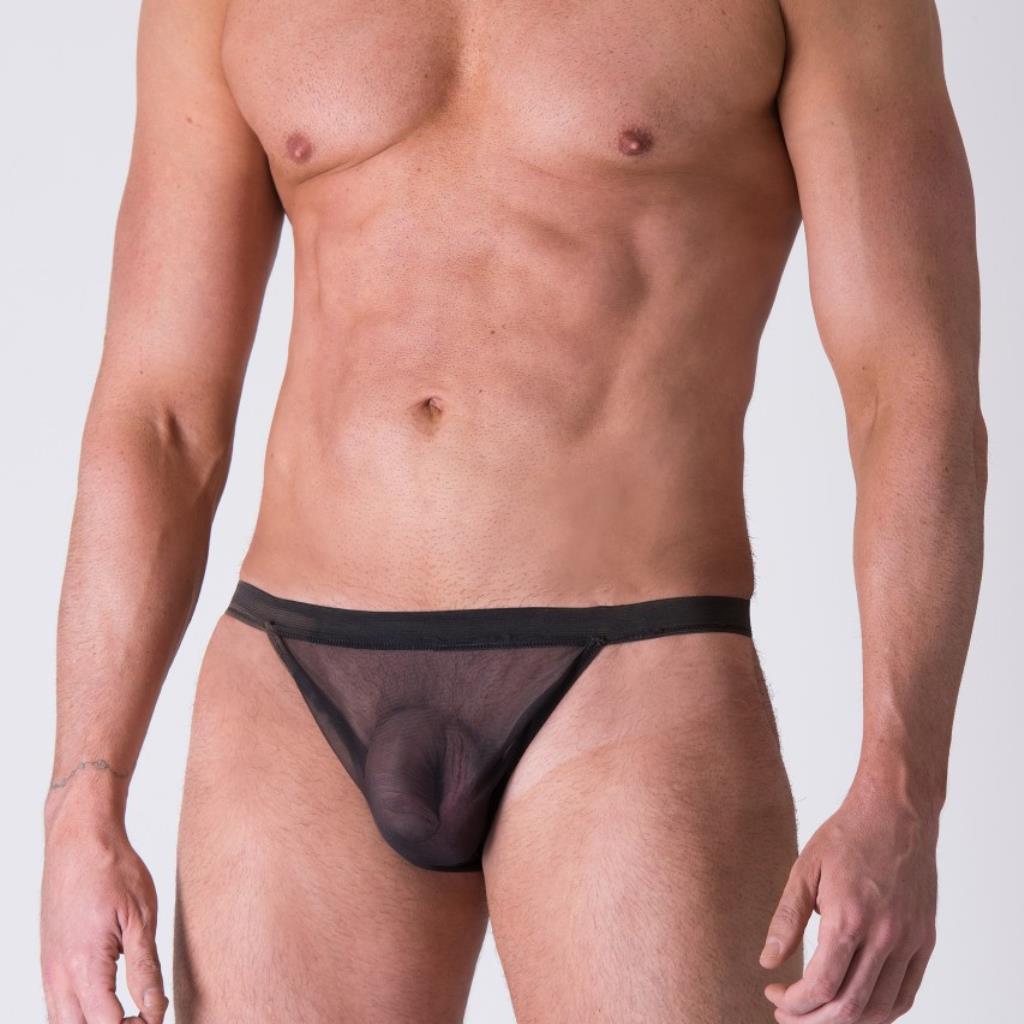 CUECA TRANSPARENTE TULE PRETO / 1300