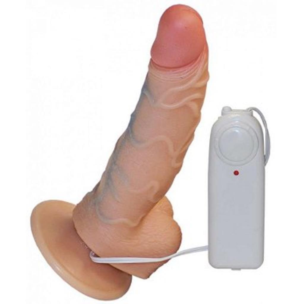 PROTESE REAL 5C COM VIBRO - 14,0 X 2,6 CM COM VIBRO ESCROTO E VENTOSA / R5CCVBG - / 7908366003839