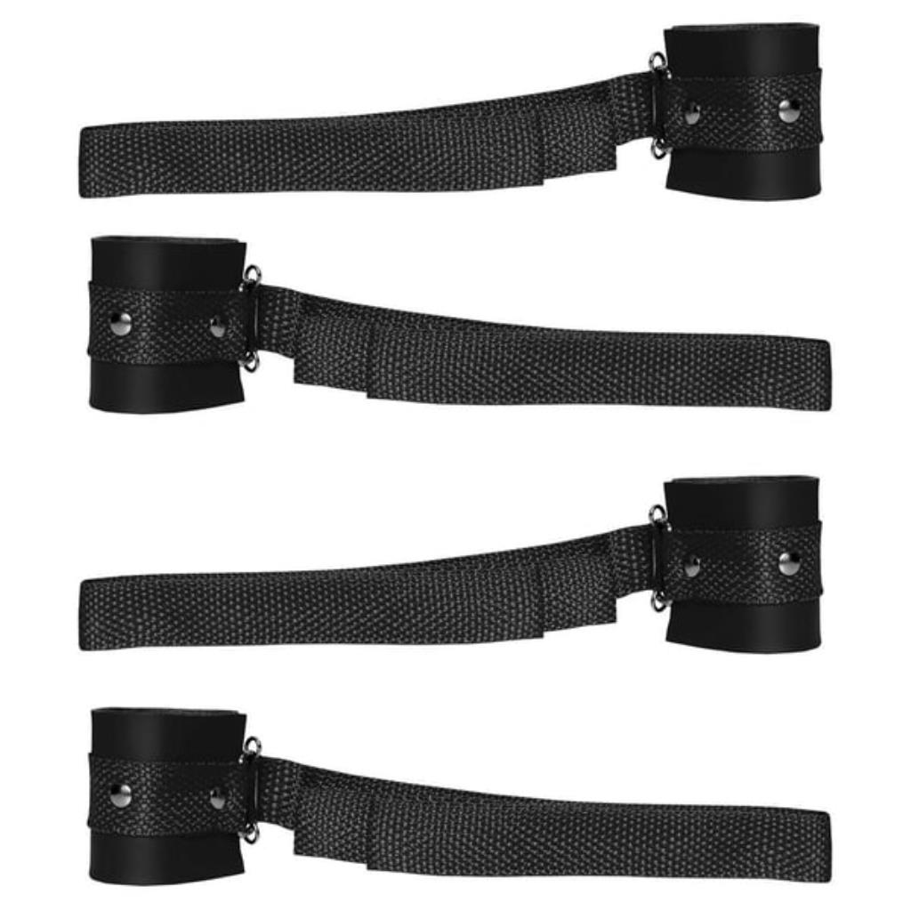KIT BONDAGEM 4 AMARRAS COURO SINTETICO BRASIL FETICHE PRETO / KB4C / DX517P / DX517
