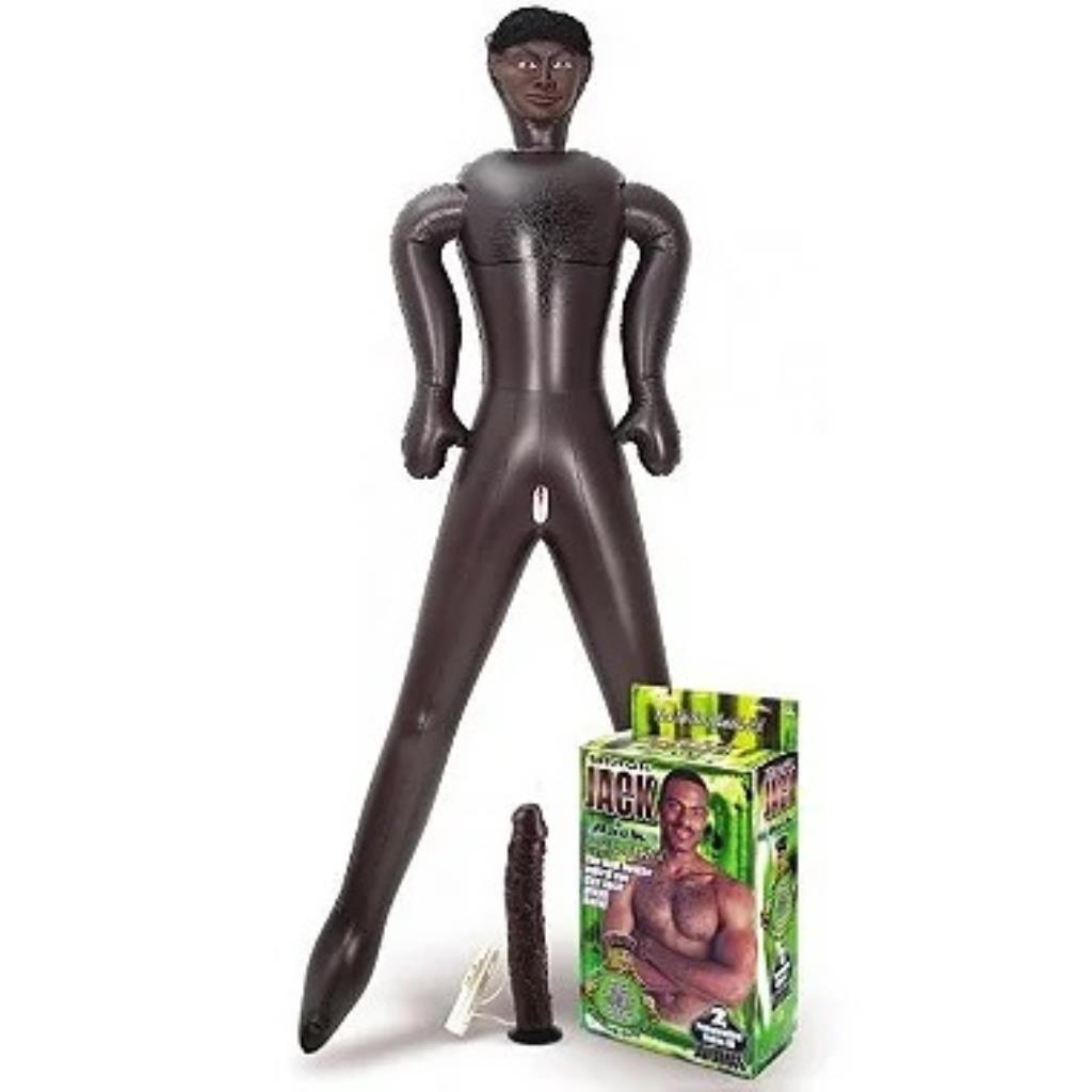 BLACK JACK, BONECO INFLAVEL EM FORM.O DE HOMEM COM 2 ORIFÍCIOS, C/ PÊN 29 CM