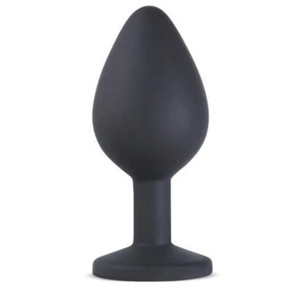 PLUG EM SILICONE 7,2 x 3,2 CM COM PEDRA PRETO PEQUENO / YSFG223P