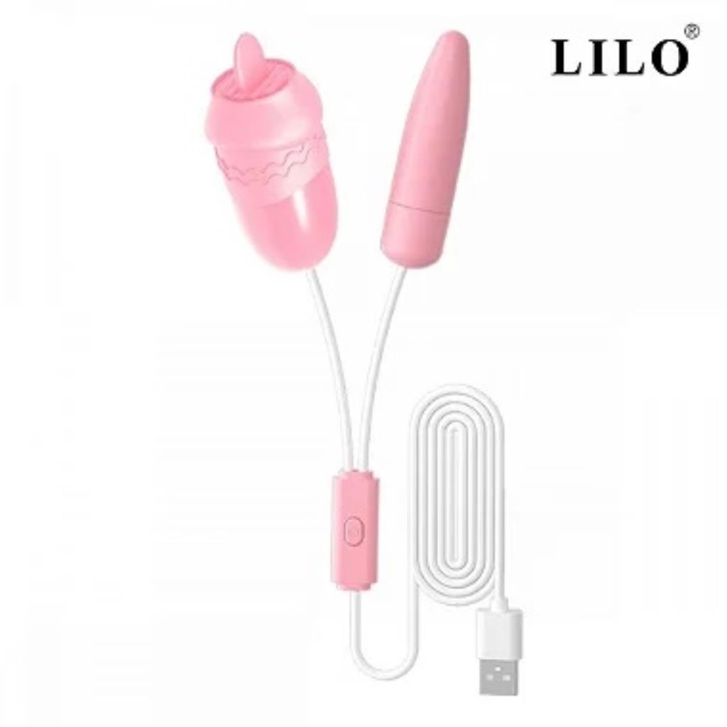 CAPSULA VIBRATORIA DUPLA 12 MODOS DE LINGUA VAI E VEM E VIBRACAO LILO ROSA / OV031E