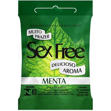 PRESERVATIVOS LUBRIFICADOS AROMÁTICOS MENTA COM 3 UNIDADES SEX FREE