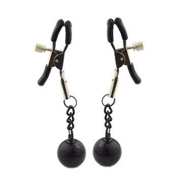 GRAMPOS PARA SEIOS COM BOLAS DE FERRO VIBE TOYS PRETO / 7043