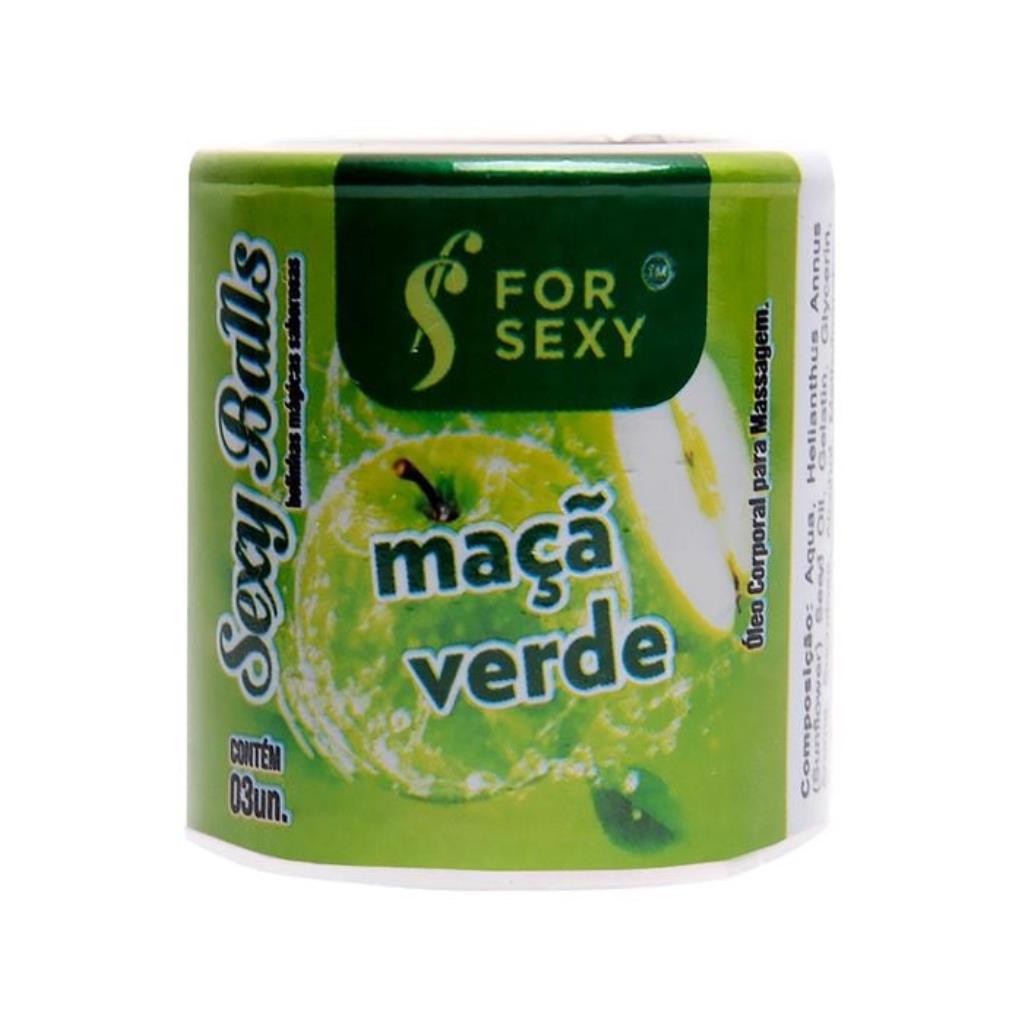 Bolinhas Mágicas Saborosas Sexy Balls 03 Unidades For Sexy MAÇÃ VERDE