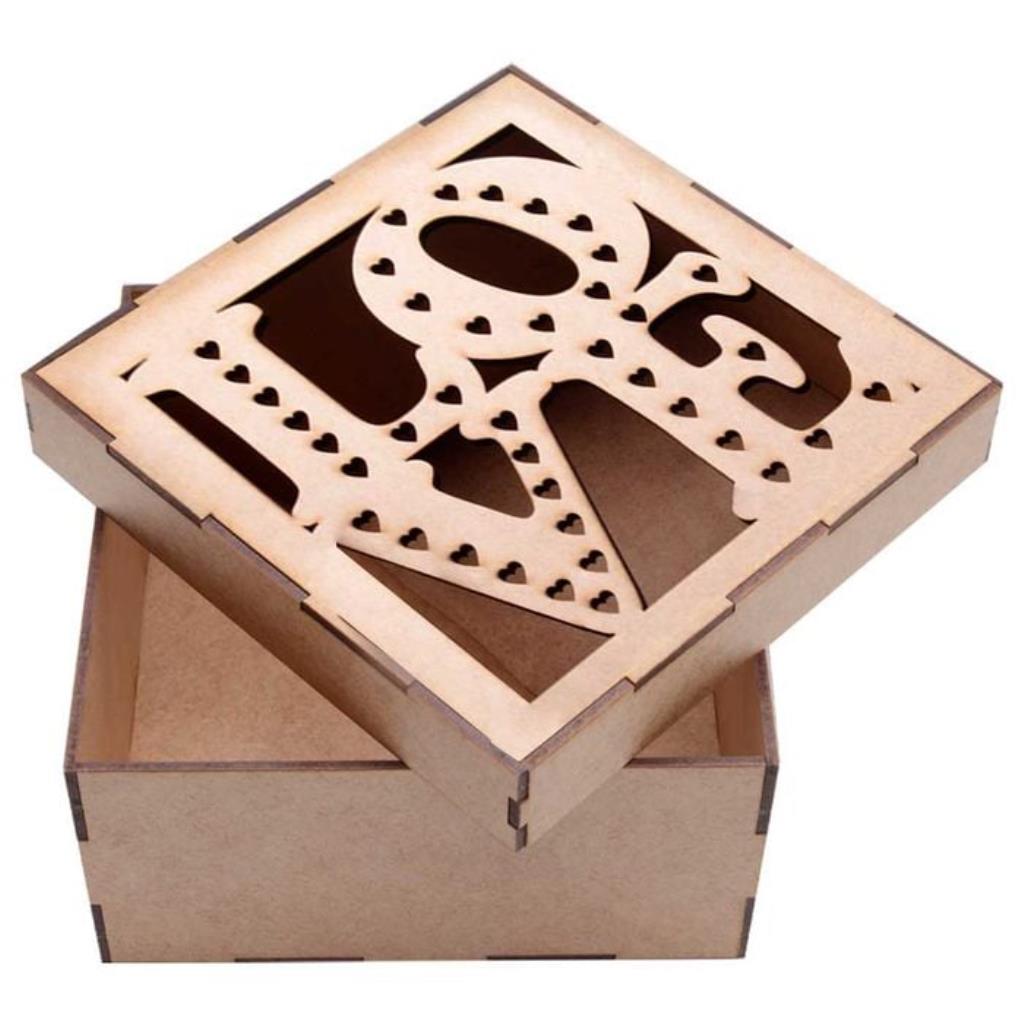 CAIXA MDF LOVE QUADRADA 17X17X8,5CM HOT PINK PADRAO