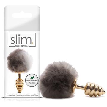 PLUG ANAL COM POMPOM DE PELUCIA 6,5x2,9CM SLIM SEXY FANTASY / MT046